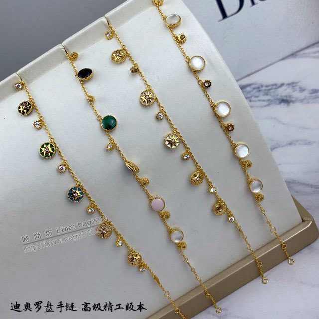 Dior飾品 迪奧經典熱銷款925雜色羅盤手鏈 雙面迪奧Dior八芒星手鏈  zgd1487